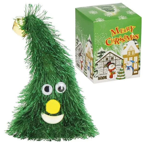 Choinka na baterie tańcząca 16 cm grająca ozdoba obrotowa