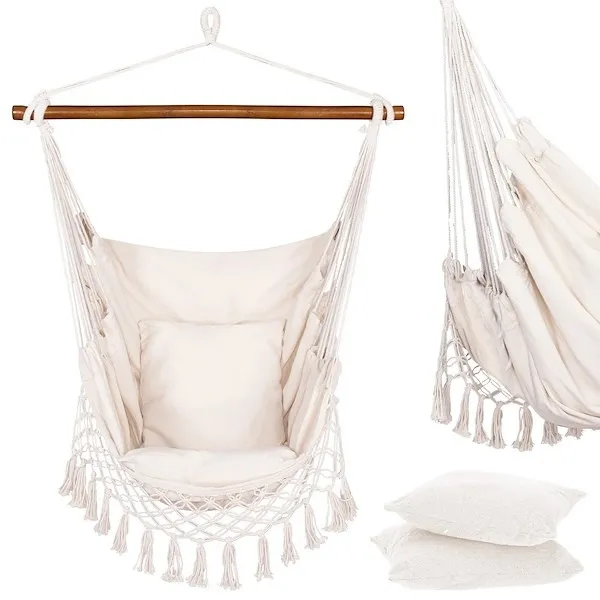 Brazylijski hamak z frędzlami i poduszkami impregnowany