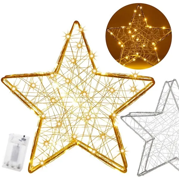 Oświetlenie świąteczne 30 LED gwiazda dekoracja świąteczna witraż biały ciepły