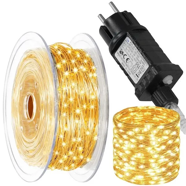 Lampki świąteczne na szpuli 1000 LED druciki choinkowe biały ciepły wewnętrzno-zewnętrzne