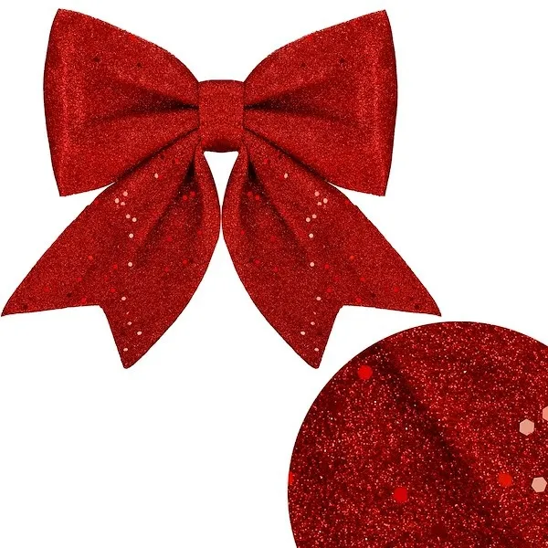 Kokardka na choinkę brokatowa ozdoba świąteczna zawieszka czerwona