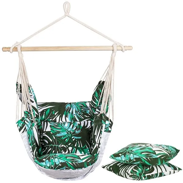 Fotel wiszący z poduszkami 130x100cm hamak brazylijski wielobarwny