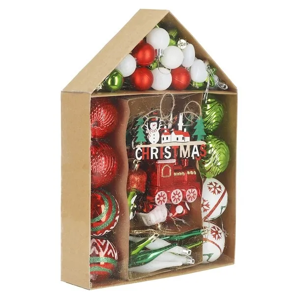 Bombki choinkowe 74 szt. multikolor zestaw choinkowy ozdoby świąteczne