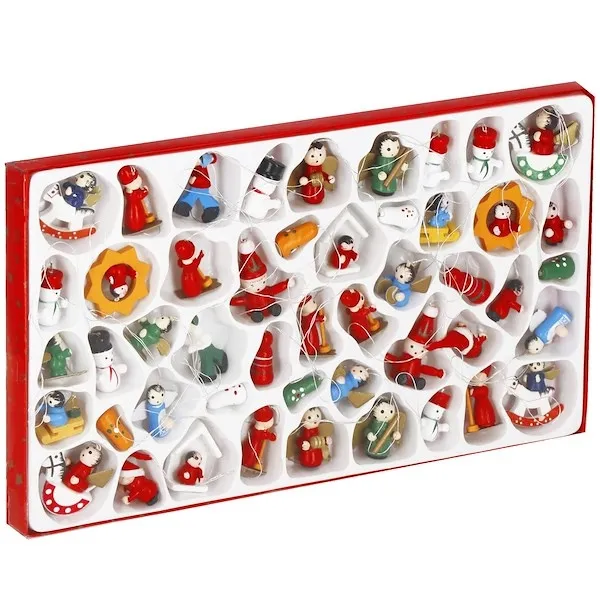 Zawieszki świąteczne 48 sztuk ozdoby choinkowe drewniane