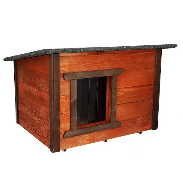 Buda dla psa drewniany domek ocieplany z płaskim dachem rozmiar M