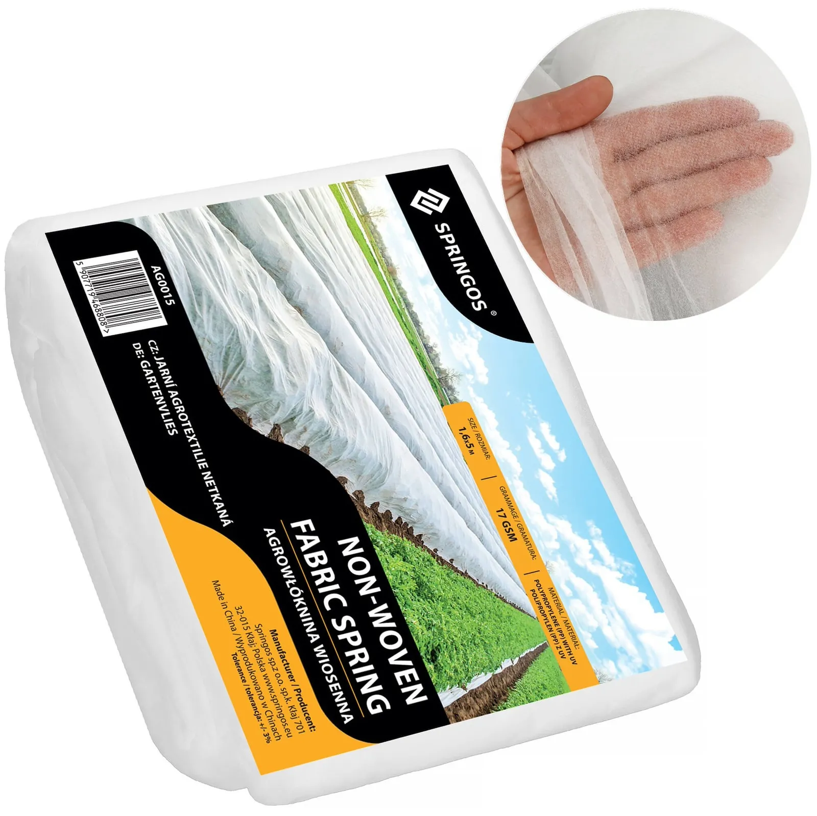 Agrowłóknina wiosenna 17g/m2 ochronna na rośliny otulina gruba 5x1,6m biała