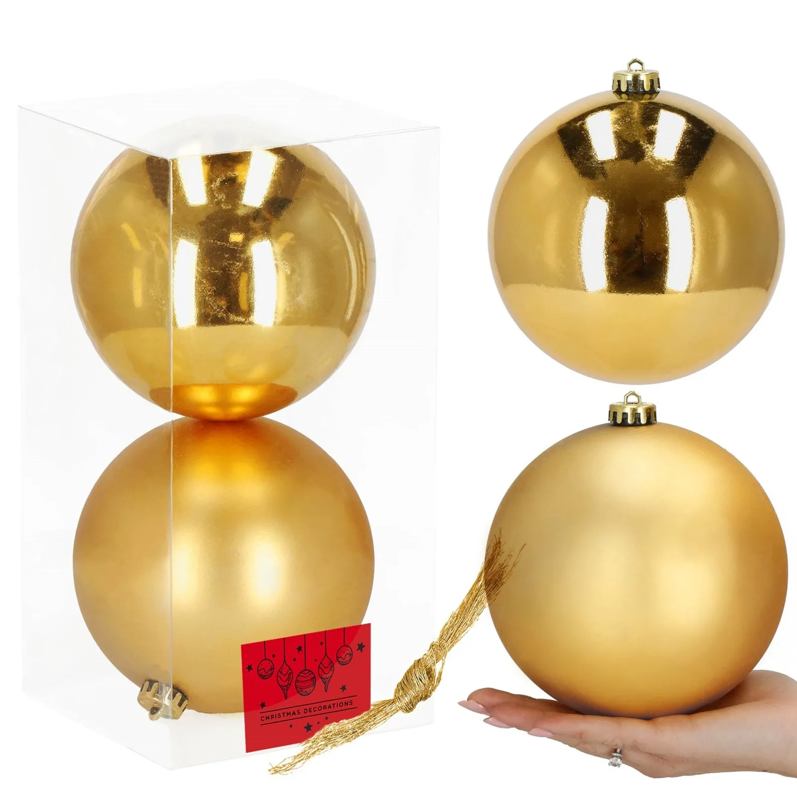 Bombki choinkowe 2 szt. zawieszki na choinkę ozdoby świąteczne 16 cm złote