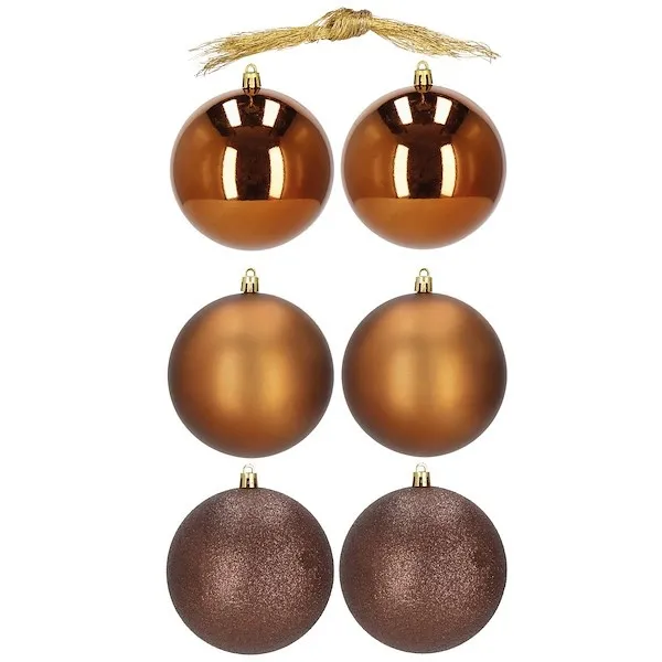 Bombki choinkowe 6 szt. zawieszki na choinkę ozdoby świąteczne 10 cm brązowe