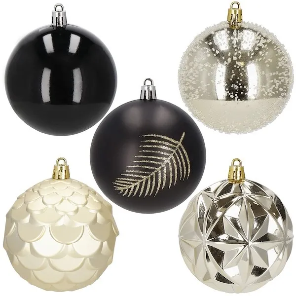Bombki choinkowe 30 szt. zawieszki na choinkę ozdoby świąteczne 10 cm złote i czarne