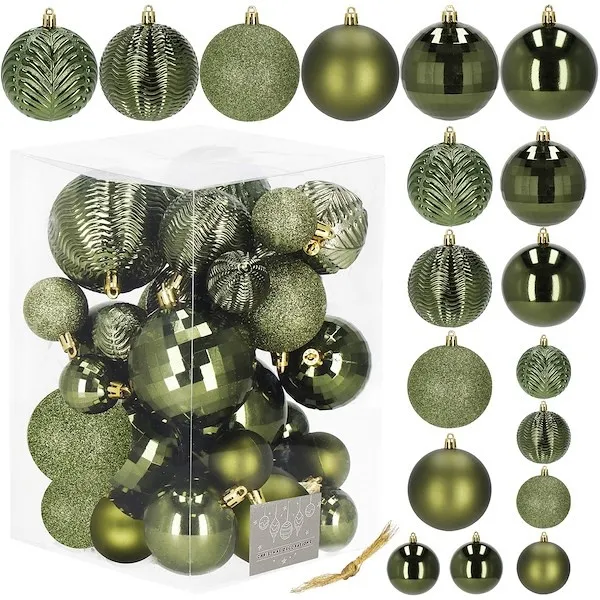 Bombki choinkowe 33 szt. zawieszki na choinkę 8/6/4cm ozdoby świąteczne zielone