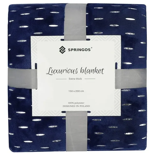 Narzuta na łóżko koc 150x200 cm pled granatowy na kanapę