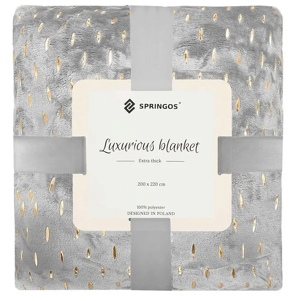 Narzuta na łóżko koc 200x220 cm pled szary na kanapę