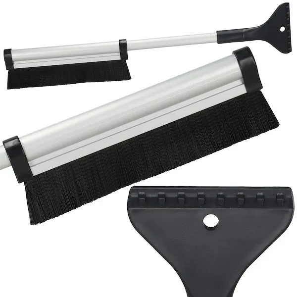 Skrobaczka do szyb 2w1 szczotka do odśnieżania samochodu z teleskopową rączką i miotełką