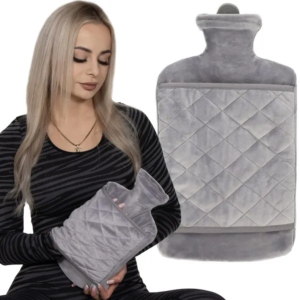 Termofor duży ogrzewacz do rąk gumowy ocieplacz 1,8L szary