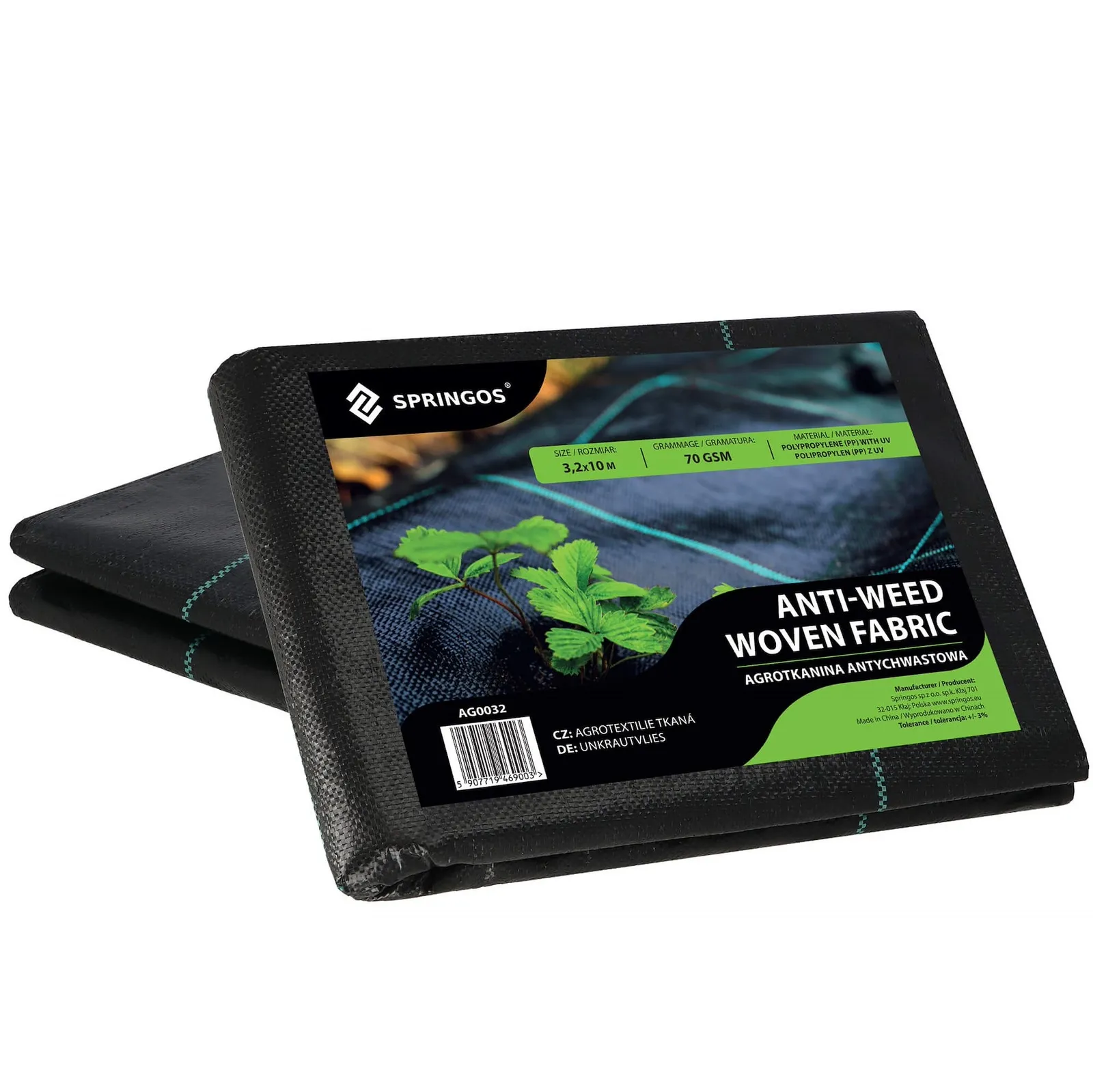 Agrowłóknina antychwastowa agrotkanina 70g czarna mata 3,2x10 m gruba