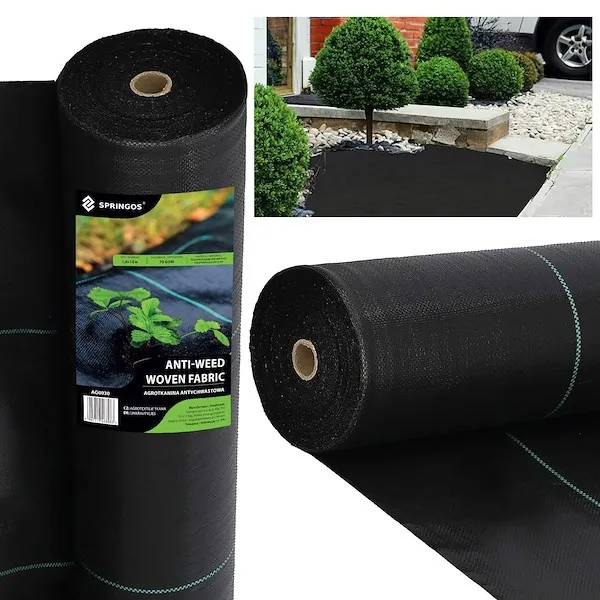 Agrowłóknina antychwastowa agrotkanina 70g czarna mata 1,6x10 m gruba