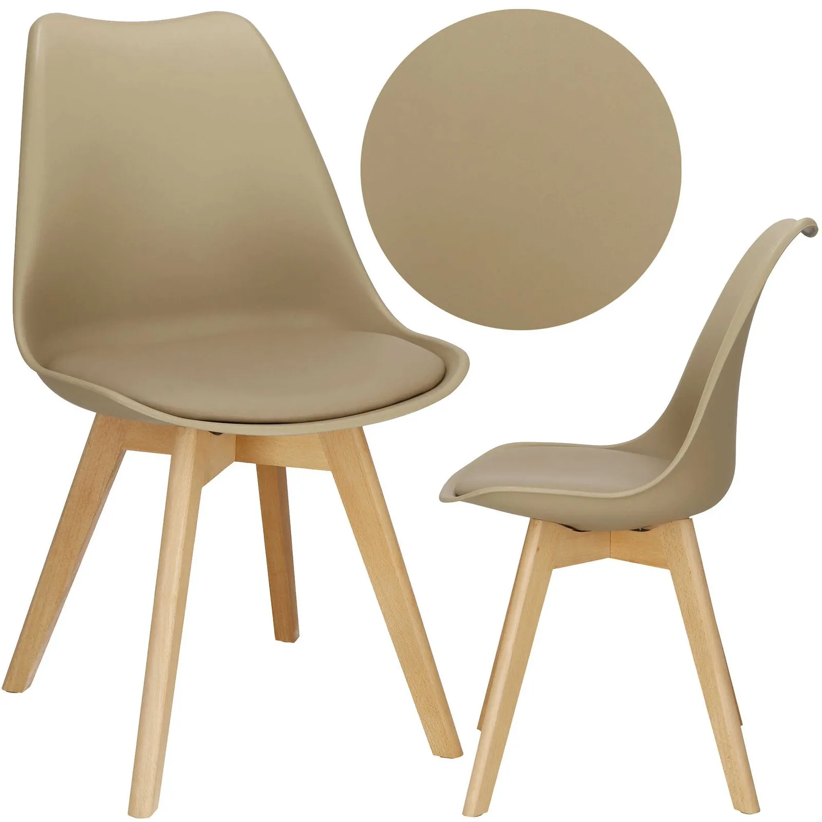 Krzesło Verde do jadalni, kuchni skandynawskie beżowe