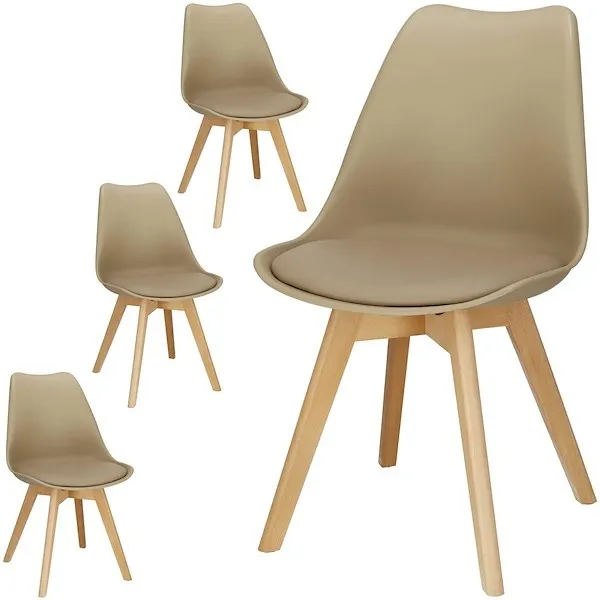Krzesło Verde 4 szt. do jadalni, kuchni krzesła skandynawskie beżowe