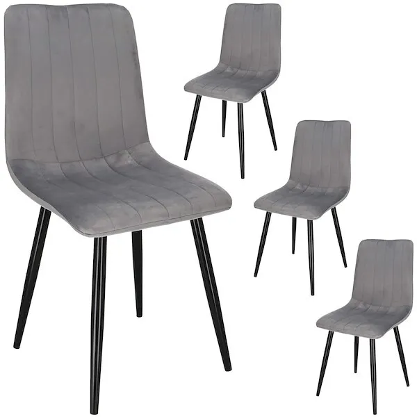 Krzesła welurowe Tedi 4 szt. do jadalni, kuchni loft szare