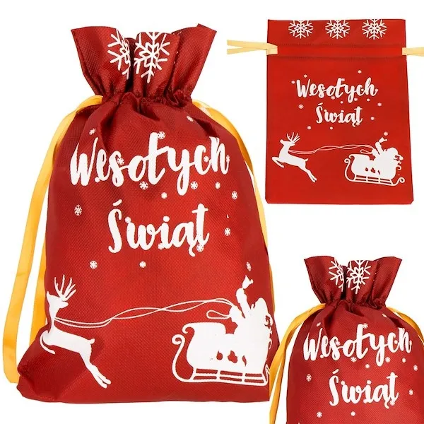 Worek na prezenty pod choinkę torba świąteczna czerwony
