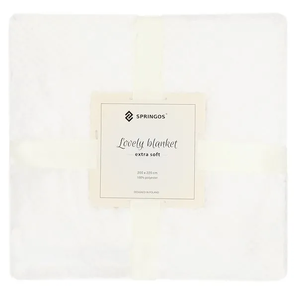 Narzuta na łóżko biały koc 200x220 cm pled na kanapę