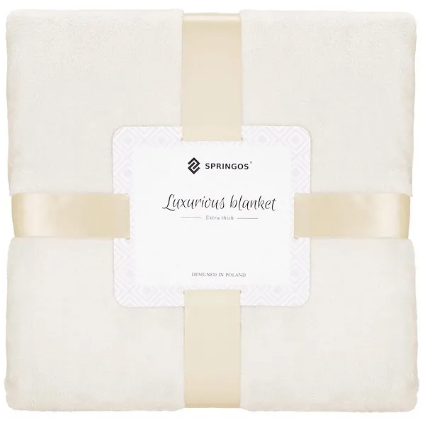 Narzuta na łóżko, koc 90x160 cm pled kremowy na kanapę