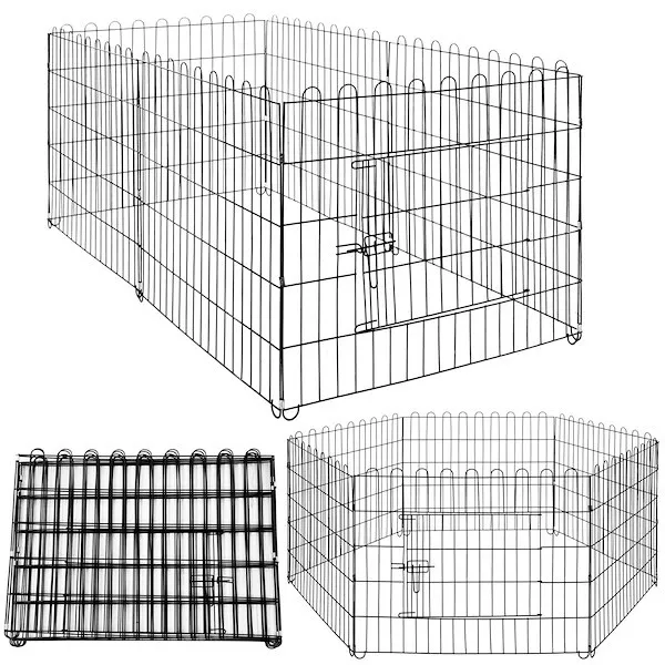 Kojec dla zwierząt metalowy wybieg dla szczeniaków klatka dla psa 165x85 cm czarna