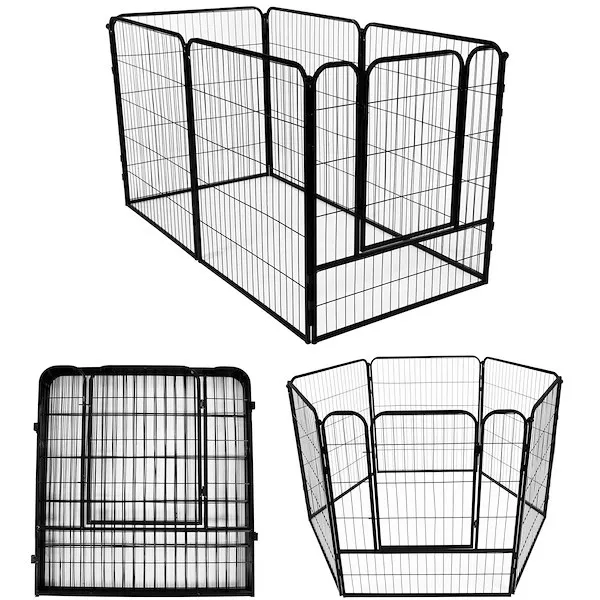 Kojec dla zwierząt wybieg dla szczeniaków klatka dla psa 184x94x100 cm czarna
