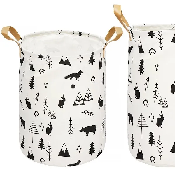 Kosz do przechowywania 43 L pojemnik z uchwytami na zabawki, ubrania kremowy