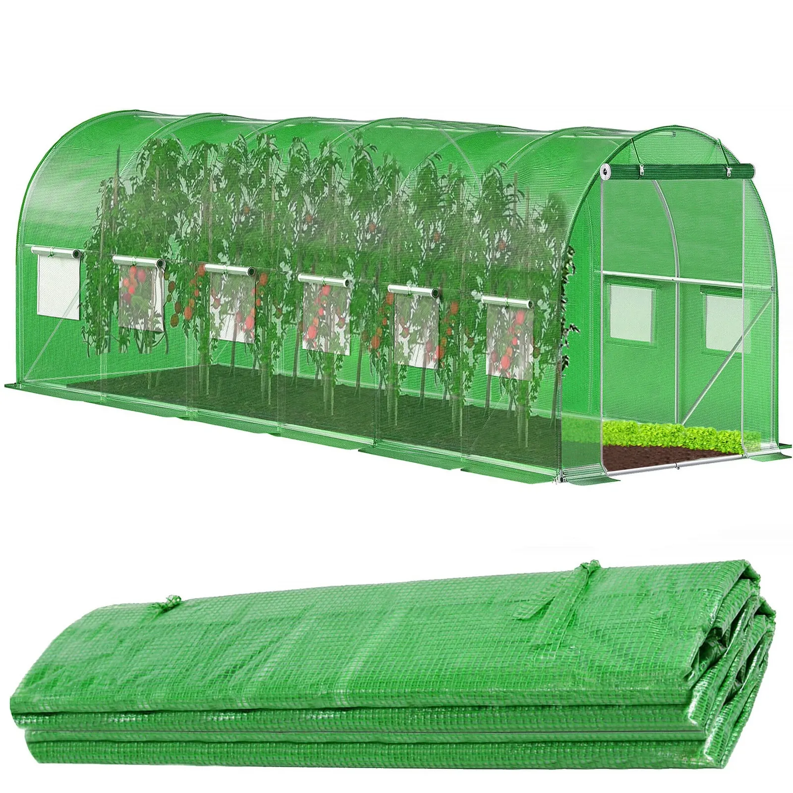 Folia zapasowa do tunelu ogrodowego 6x3x2 m poszycie na szklarnię UV-4 140gs/m zielone