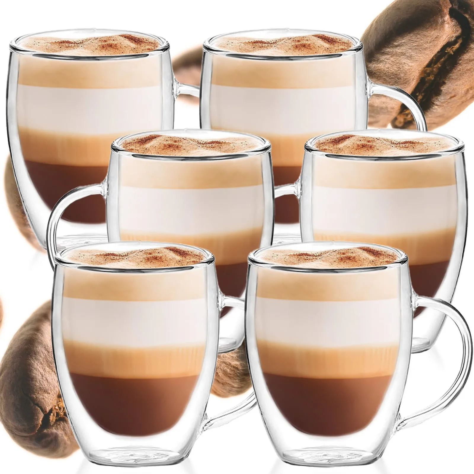 Szklanki z podwójnym dnem 6 szt. termiczne kubki 300 ml na kawę herbatę