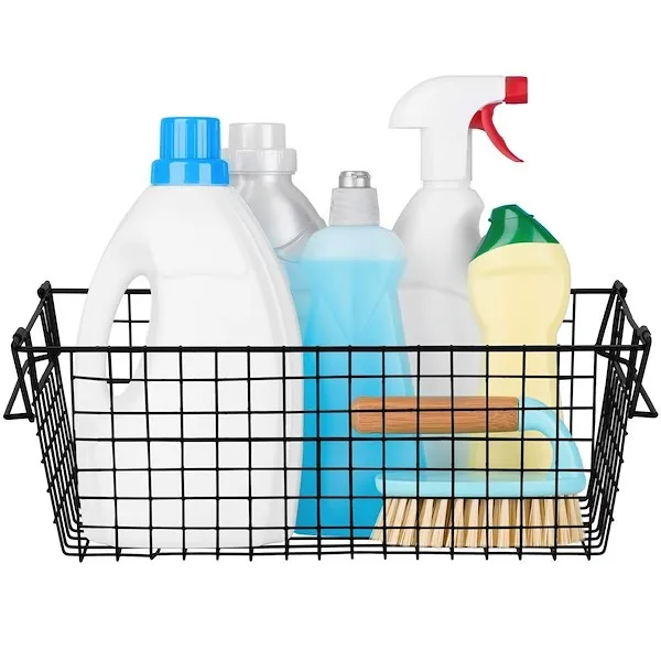 Kosz druciany, prostokątny z uchwytam 41x17x15 cm metalowy czarny