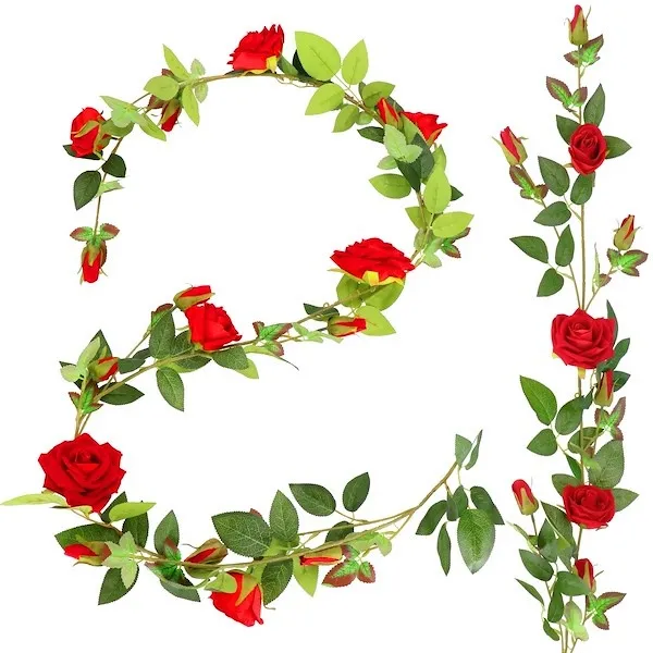 Wiszące sztuczne kwiaty, girlanda z różami 180 cm winorośl, dekoracja na ścianę