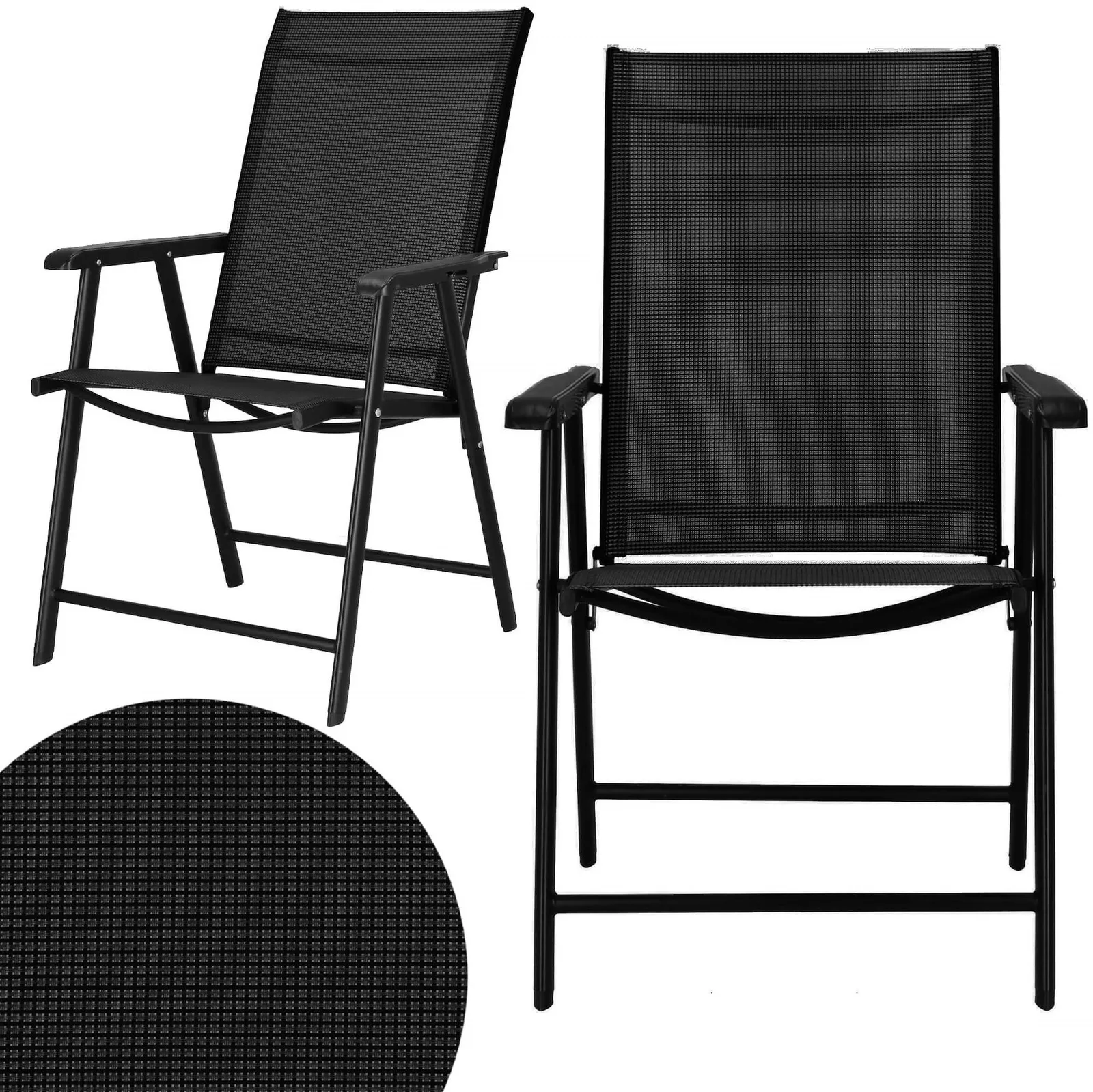 Krzesła tarasowe, komplet 2 krzeseł metalowych na balkon czarne