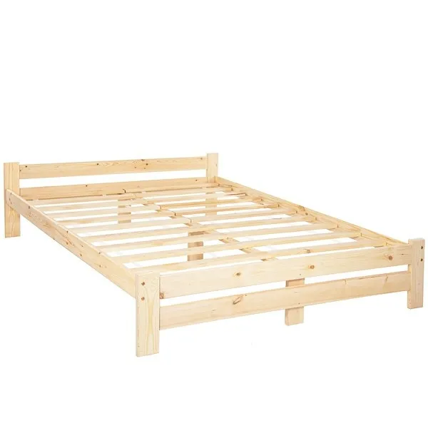 Łóżko drewniane dwuosobowe ze stelażem 200x160 skandynawskie jasny brąz