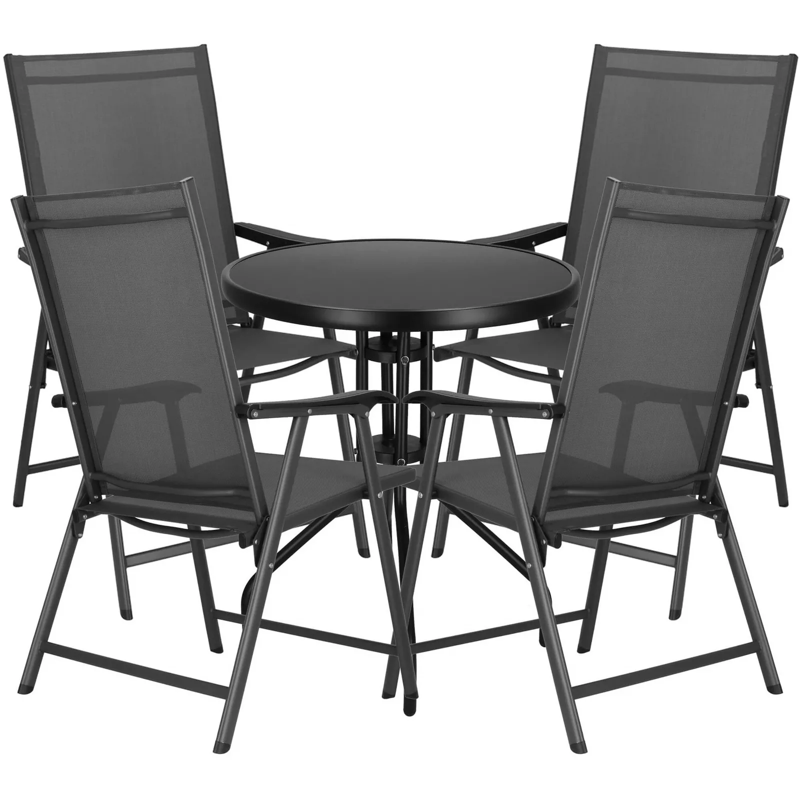 Zestaw mebli ogrodowych stół ze szkłem hartowanym, 4 krzesła komplet na taras szaro-czarny