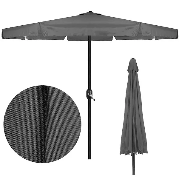 Parasol ogrodowy 410 cm składany, z korbką duży wodoodporny ciemnoszary