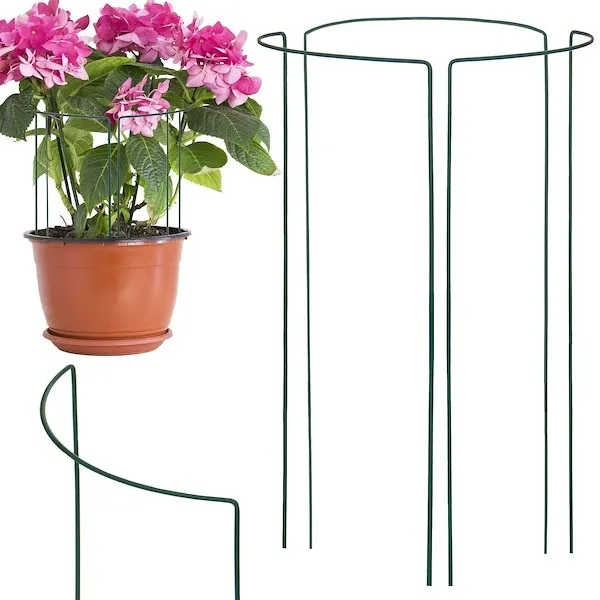 Podpora pierścieniowa, metalowa do roślin, kwiatów 45 cm zestaw 3 szt. zielona