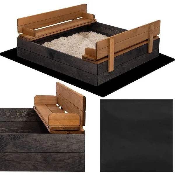 Piaskownica zamykana dla dzieci 100x100 cm z ławkami drewniana impregnowana