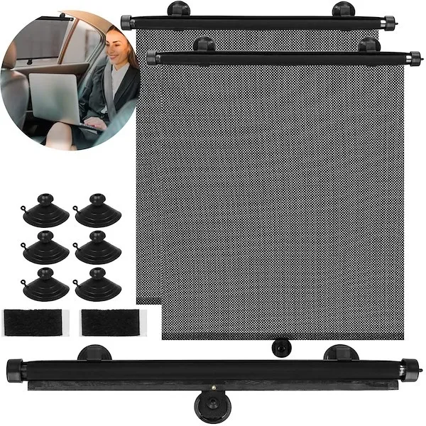 Roleta zacieniająca samochodowa, żaluzja, zasłona przeciwsłoneczna na szybę zestaw 2 szt. czarne
