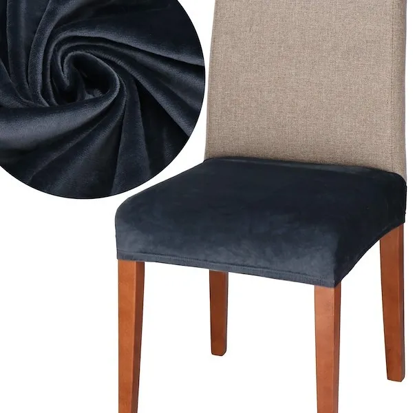 Pokrowiec na siedzisko krzesła elastyczny z weluru uniwersalny ciemnoszary