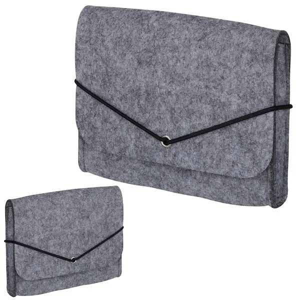 Organizer filcowy na akcesoria pokrowiec z gumką saszetka kopertowa szara