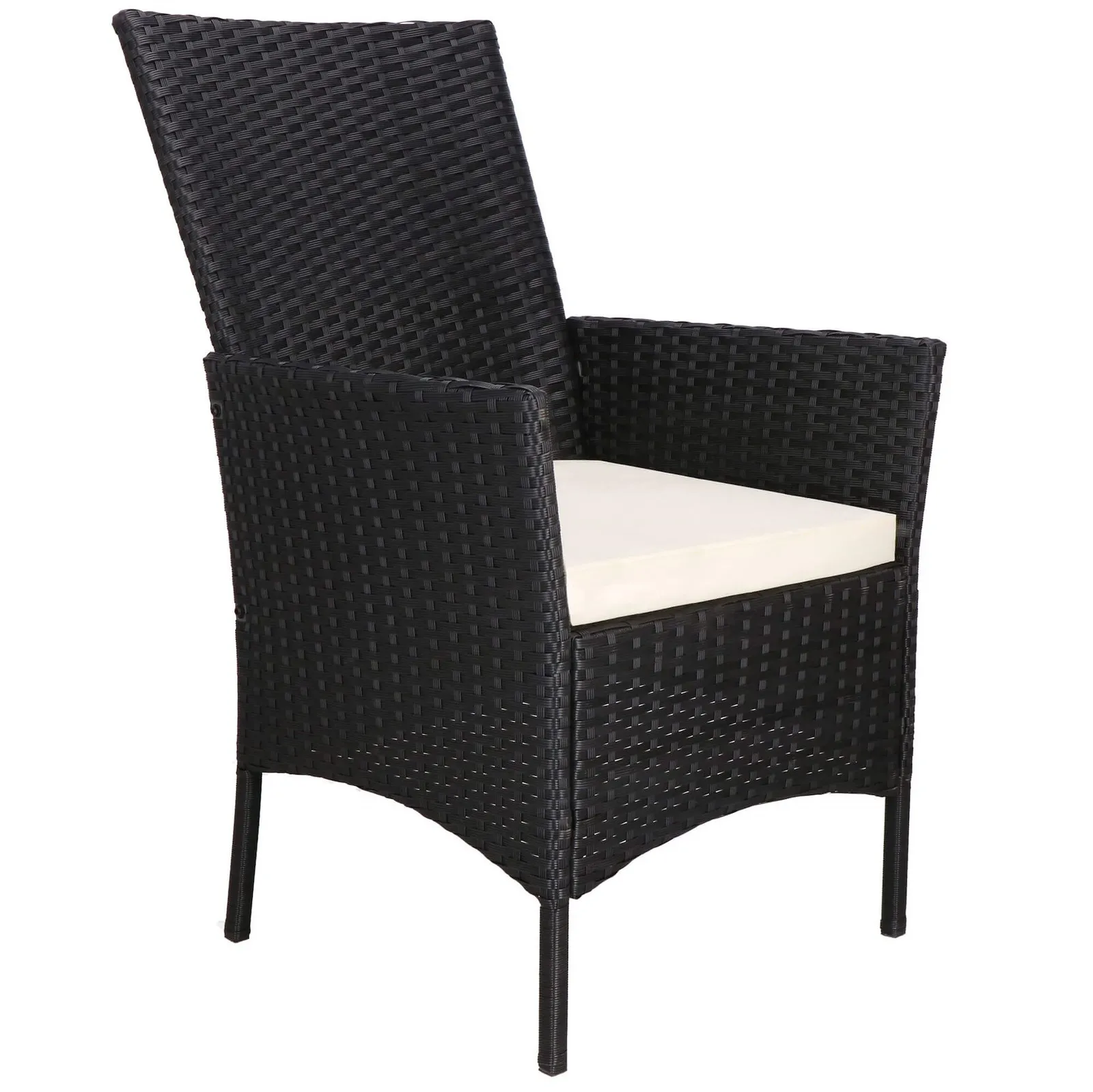 Krzesło ogrodowe technorattan balkonowe tarasowe plecione z poduszką czarne