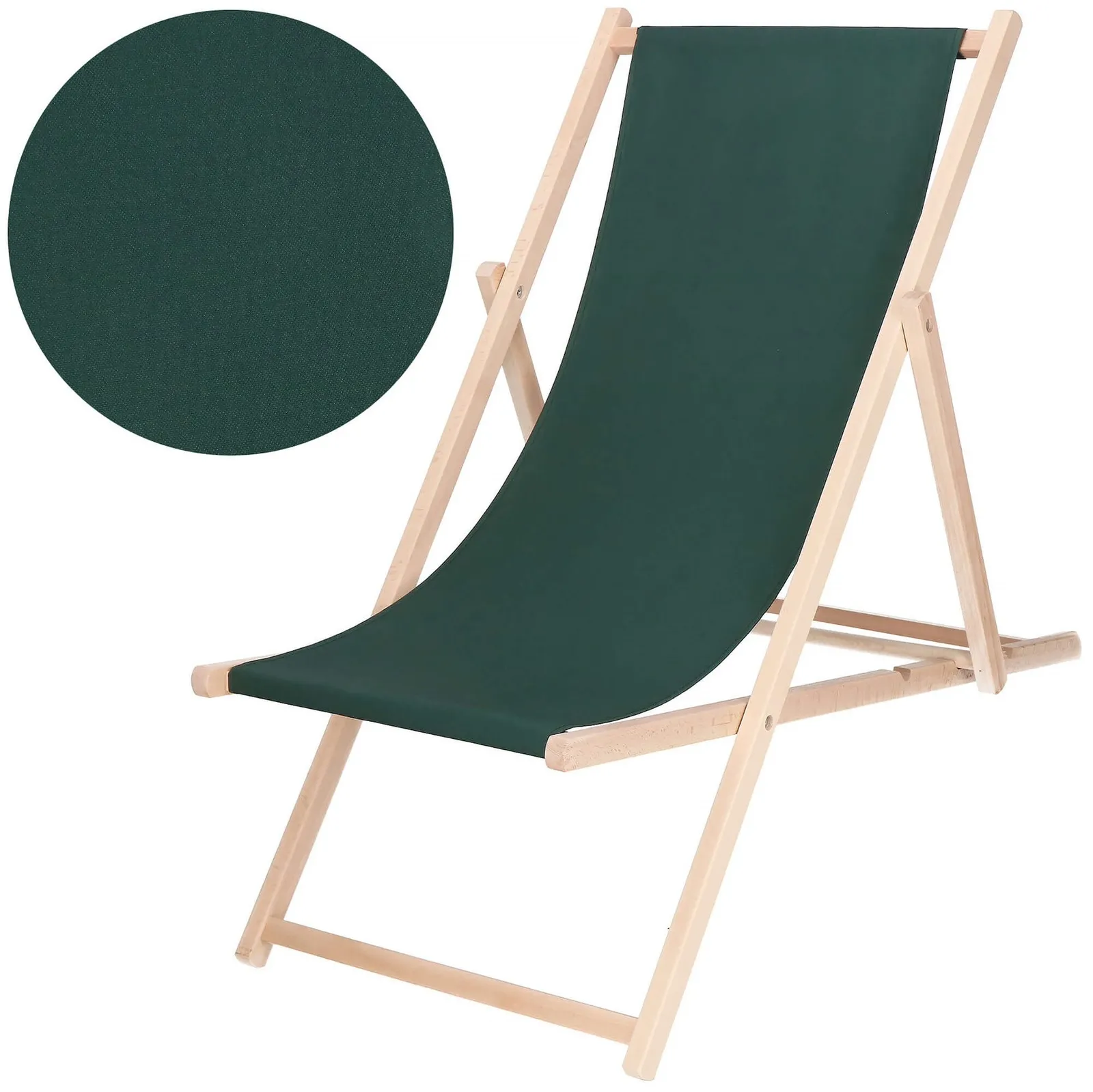 Leżak drewniany ogrodowy 3 stopnie regulacji, na taras plażę ciemnozielony