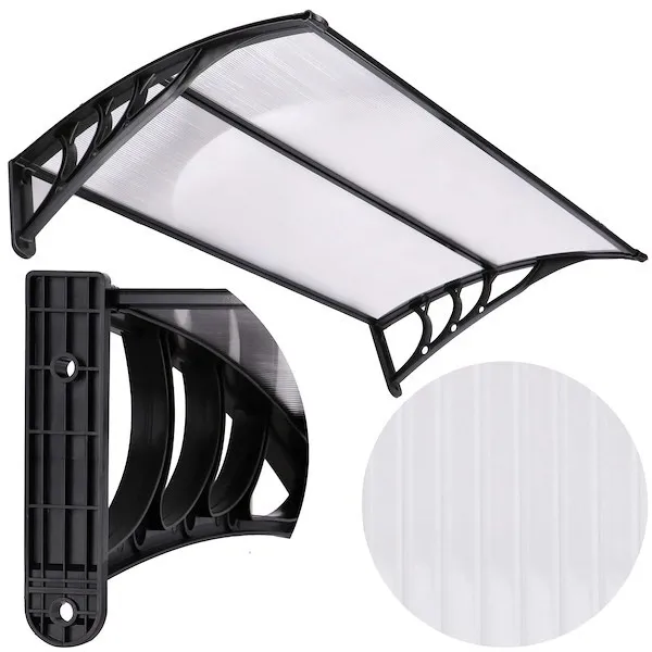 Zadaszenie łukowe nad drzwi, daszek do drzwi wejściowych, balkonowych, tarasowych 120x80 czarny, transparentny