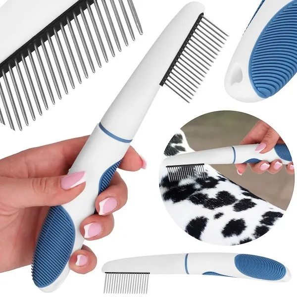 Grzebień do wyczesywania siersci psa i kota stalowe zgrzebło do czesania 20 cm