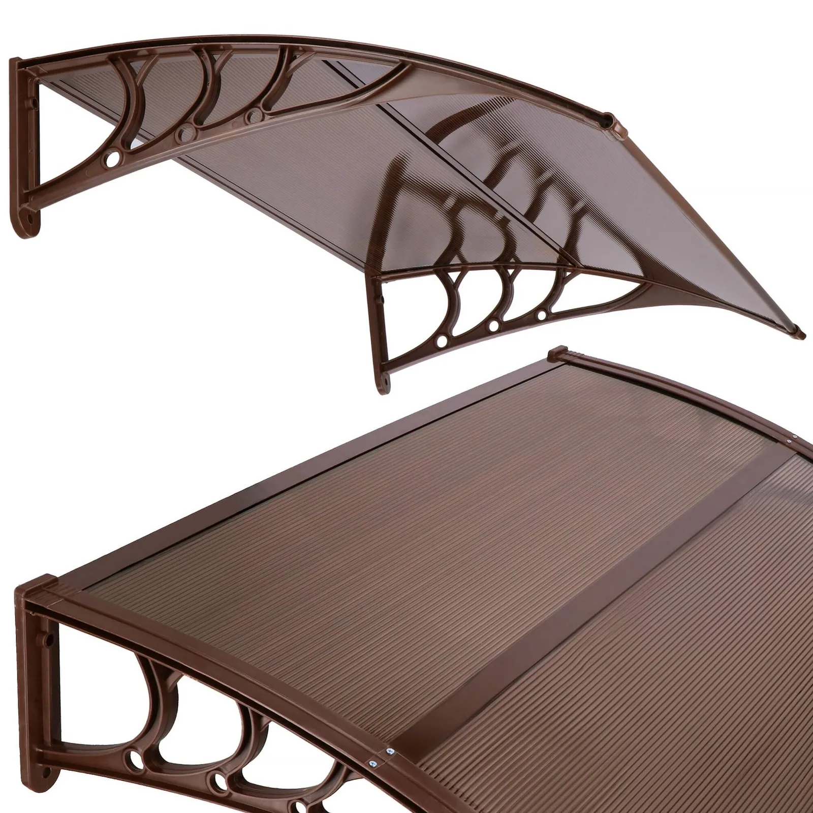 Zadaszenie łukowe nad drzwi, daszek do drzwi wejściowych, balkonowych, tarasowych 120x80 brązowy