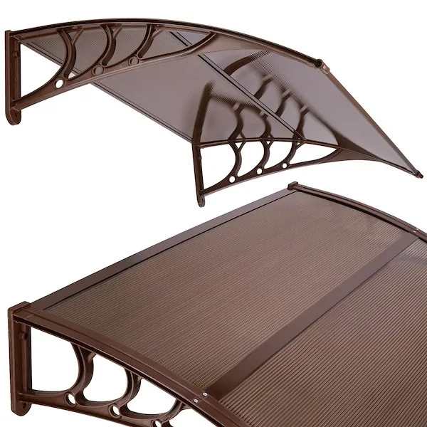 Zadaszenie łukowe nad drzwi, daszek do drzwi wejściowych, balkonowych, tarasowych 150x80 brązowy, transparentny