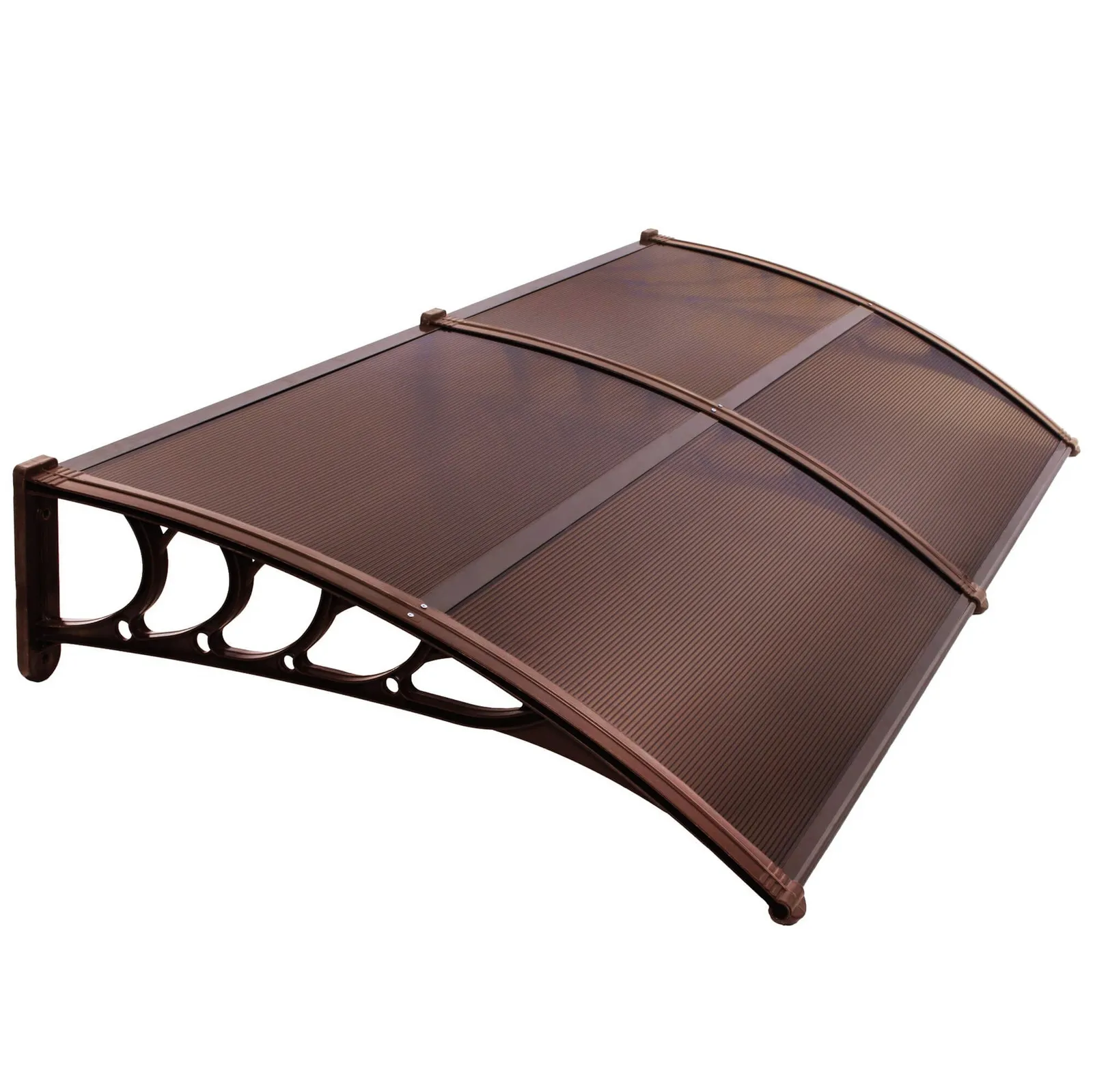 Zadaszenie łukowe nad drzwi, daszek do drzwi wejściowych, balkonowych, tarasowych 200x100 cm brązowy, transparentny