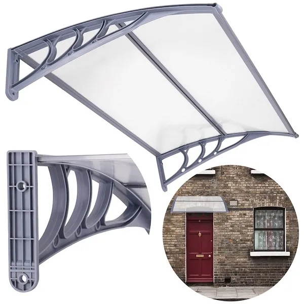Zadaszenie łukowe nad drzwi, daszek do drzwi wejściowych, balkonowych, tarasowych 150x80 cm szary, transparentny
